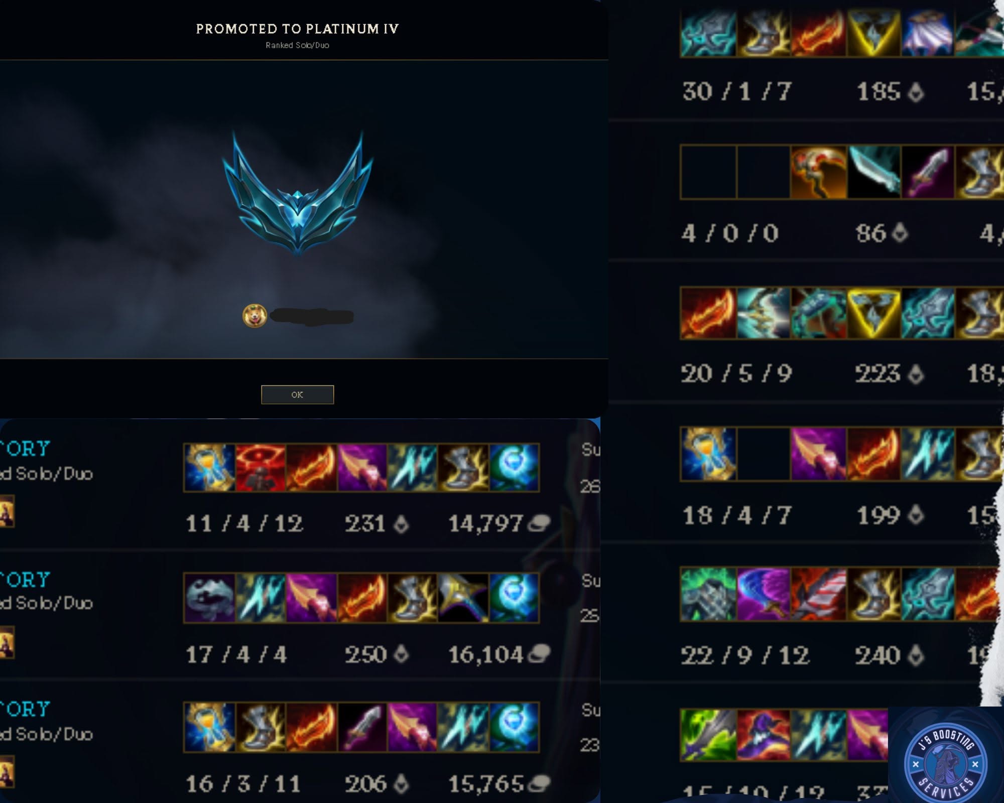 Result screenshot: Gold 2 → Platinum 4