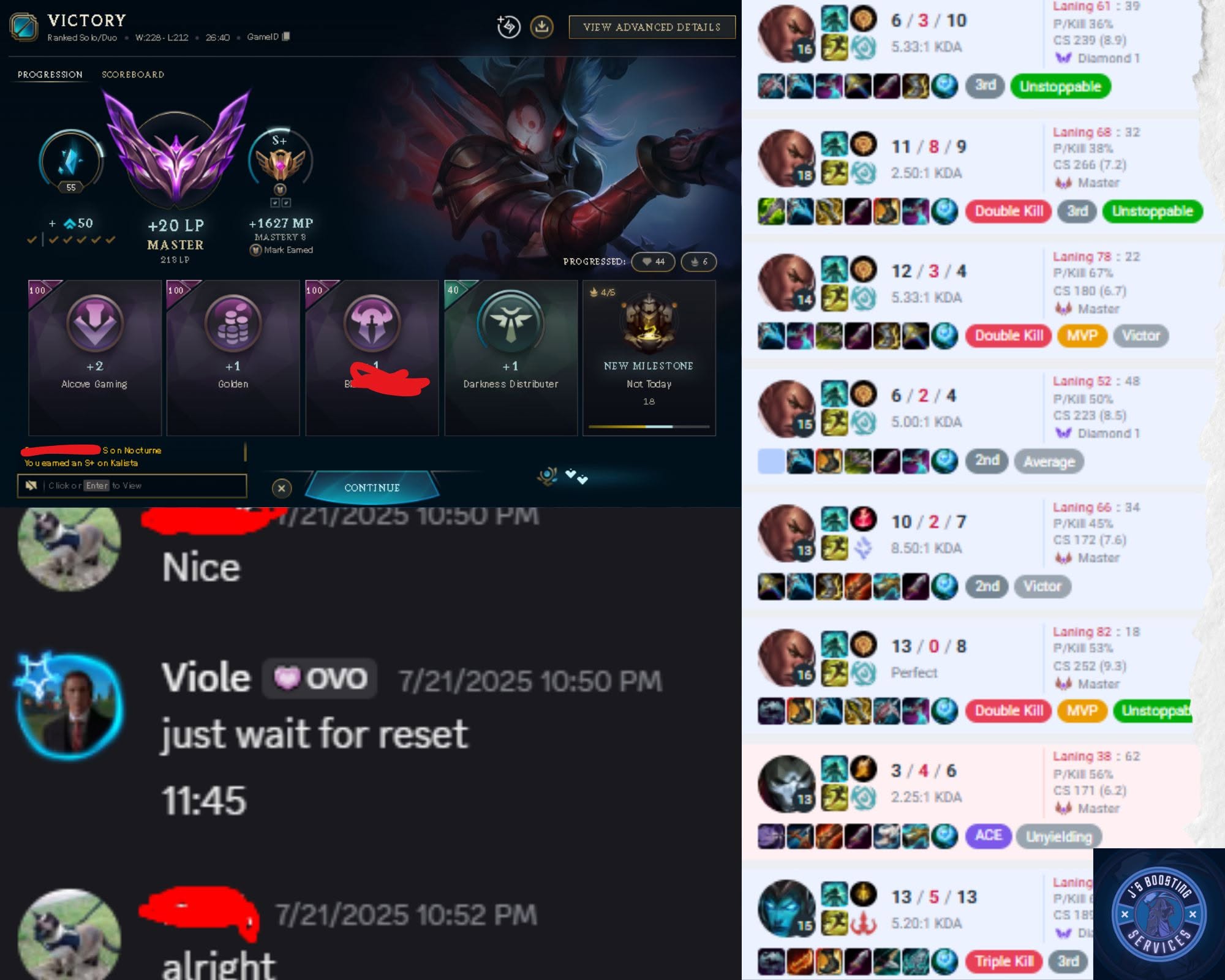 Result screenshot: Master → Grandmaster · 200 LP